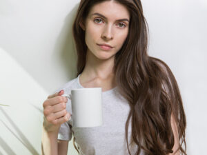 White glossy mug